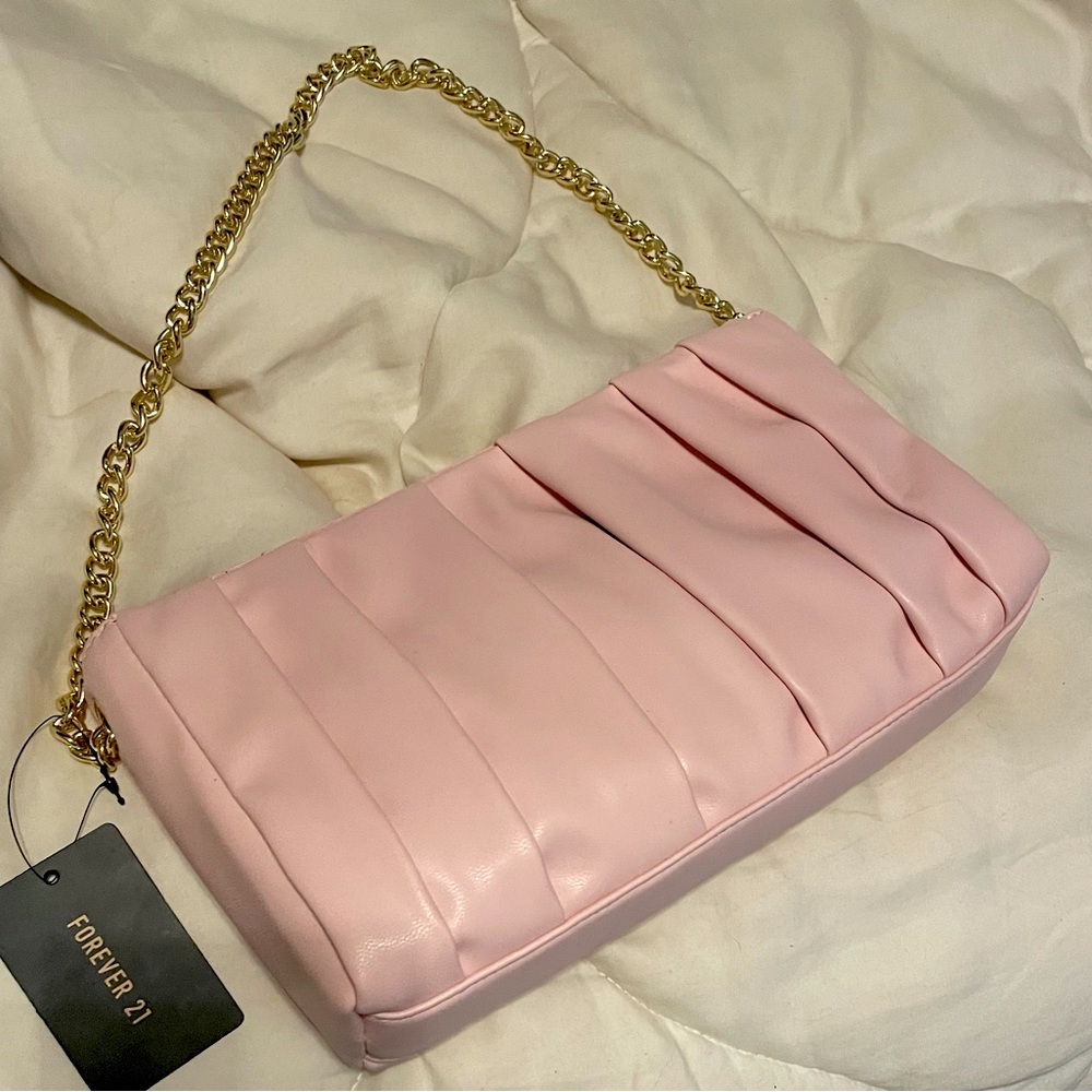 NWT light pink pink purse with gold chain strap